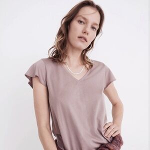 NWT Madewell Crawford Flutter-Sleeve Tee, Size XS
